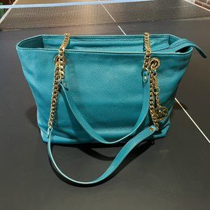 Michael Kors Jet Set Medium Shoulder Chain Tote Bag Turquoise